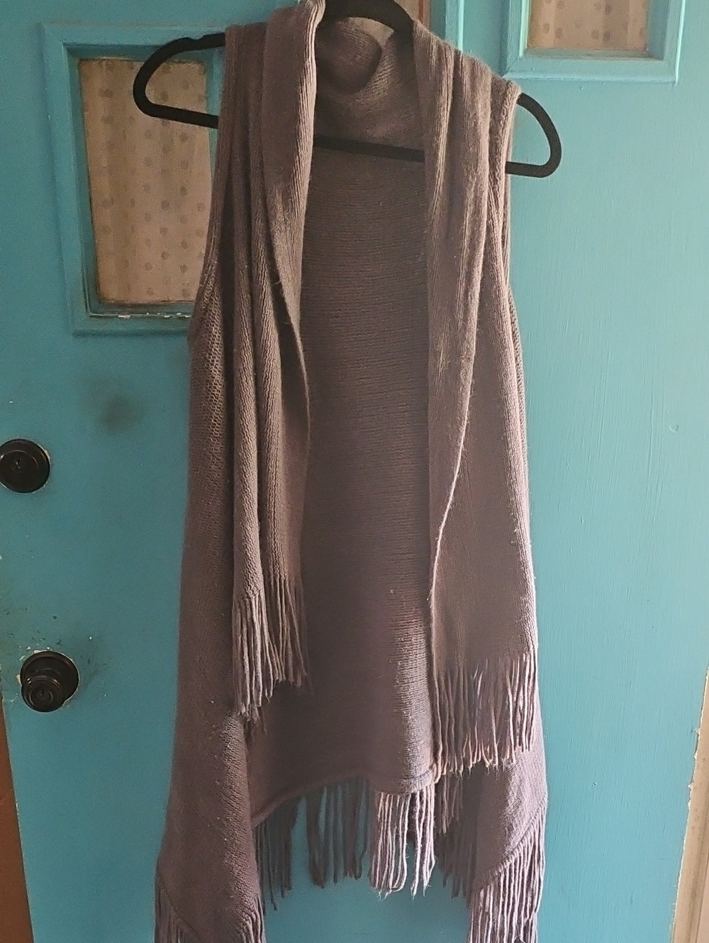 Asymmetrical Fringe Knit Dress in Taupe